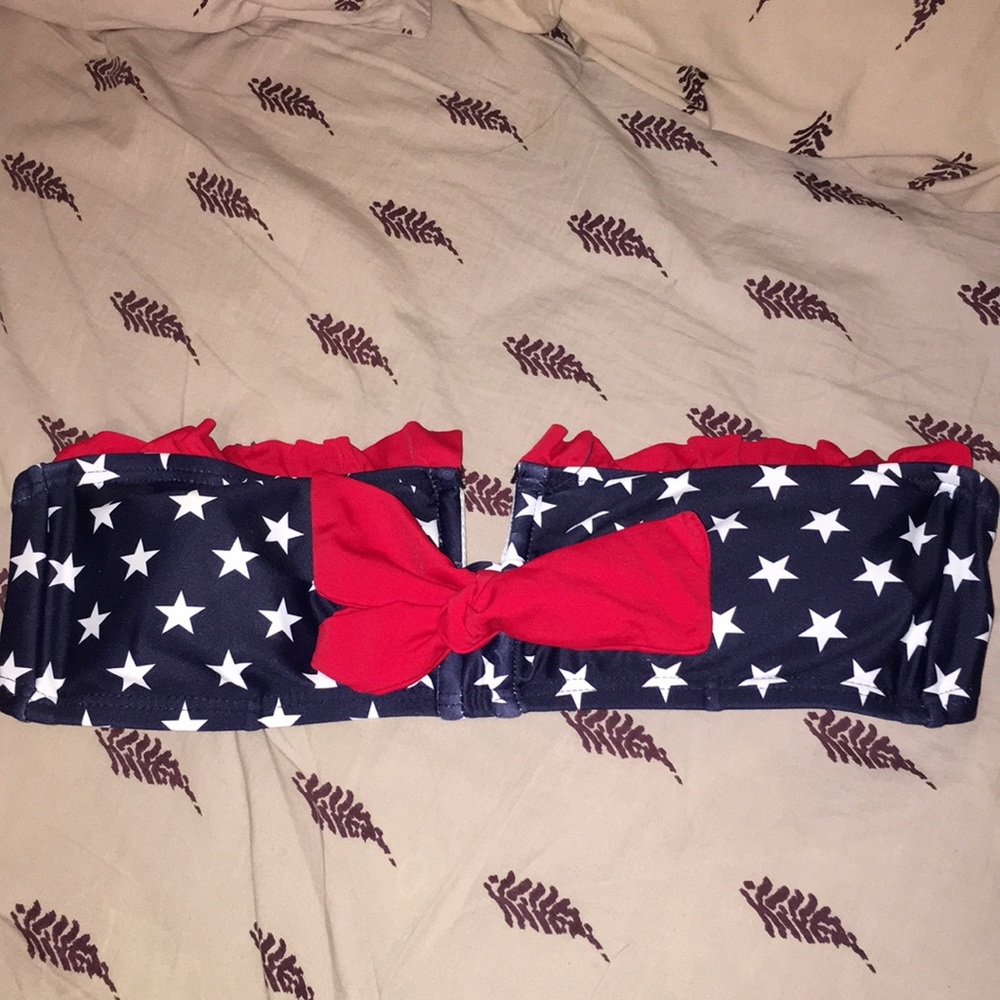 Bandeau bikini top with tie front